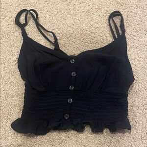 LA Hearts Black Button-Up Tank Top